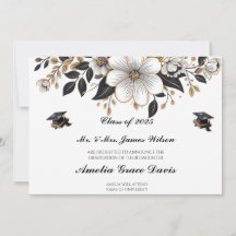 Elegante Invitación de graduación en negro y oro