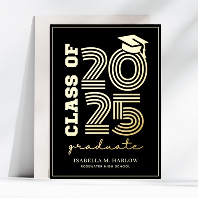 Elegante Invitación de graduación en negro y oro (Subido por el creador)