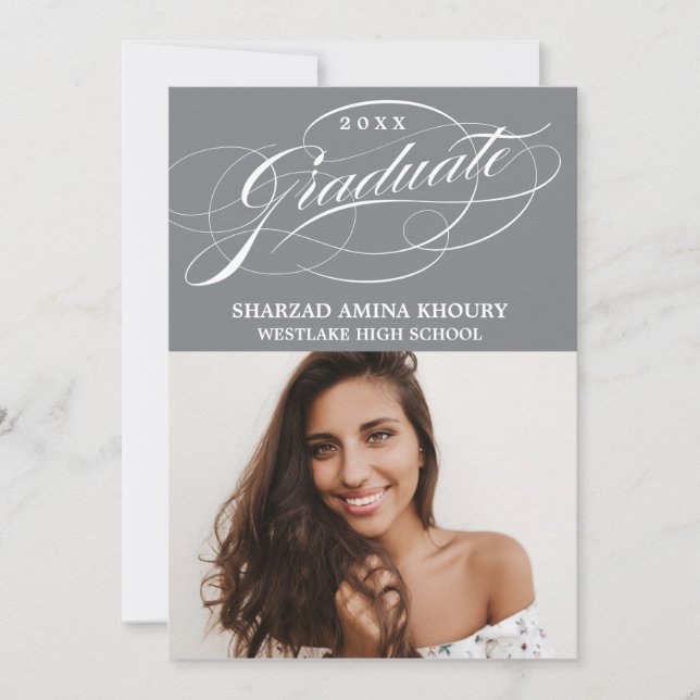 ELEGANTE INVITACIÓN DE GRADUACIÓN FIESTAS SCRIPT 2 (Anverso)
