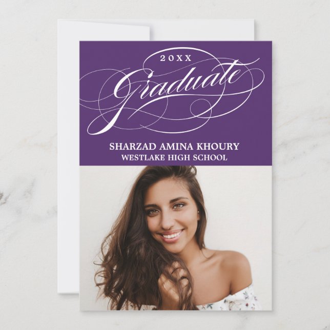 ELEGANTE INVITACIÓN DE GRADUACIÓN FIESTAS SCRIPT 2 (Anverso)