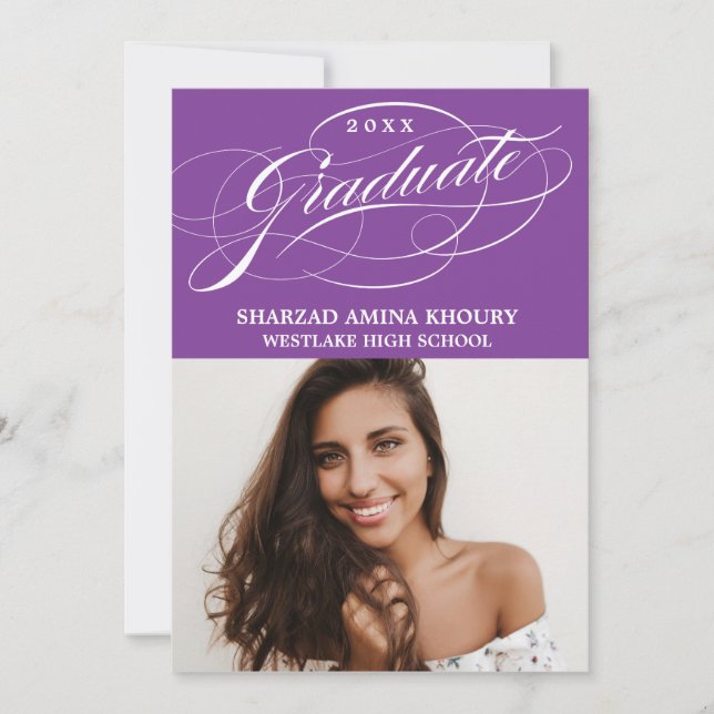 ELEGANTE INVITACIÓN DE GRADUACIÓN FIESTAS SCRIPT 2 (Anverso)