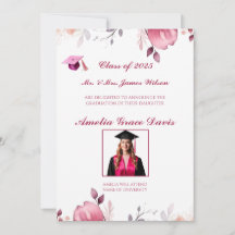 Elegante Invitación de Graduación Floral