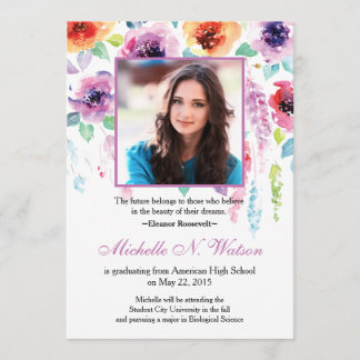 Elegante Invitación de graduación floral acuática