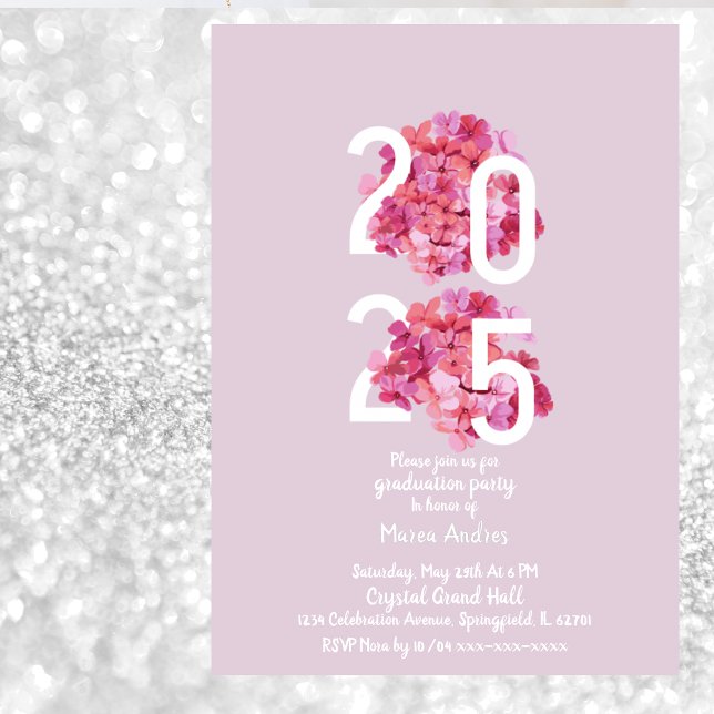 Elegante invitación de graduación floral rosa (Subido por el creador)