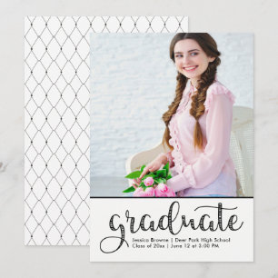 Elegante Invitación de graduación fotográfica blan