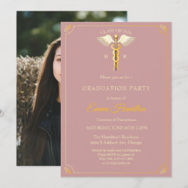 Elegante Invitación de Graduación Médica Vintage |