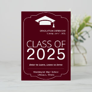 Elegante Invitación de graduación roja 2025