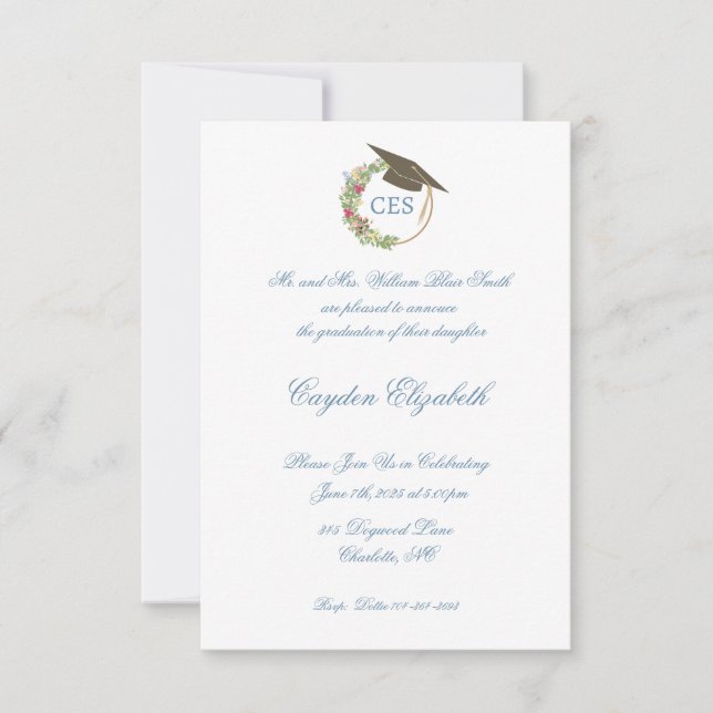 Elegante Invitación de graduación y Fiestas invita (Anverso)