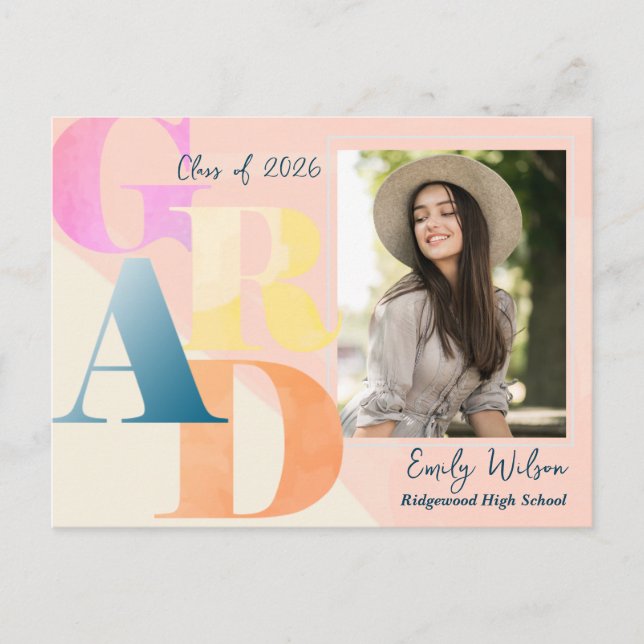 Elegante Invitación de graduados de fotografía GRA (Anverso)