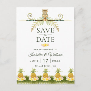 Elegante invitación de guardar la fecha tropical