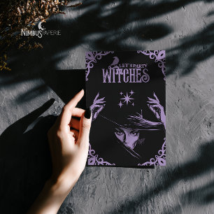 Elegante Invitación de Halloween de Bruja Lavanda