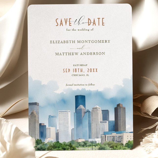 Elegante invitación de Houston, Texas para salvar  (Subido por el creador)