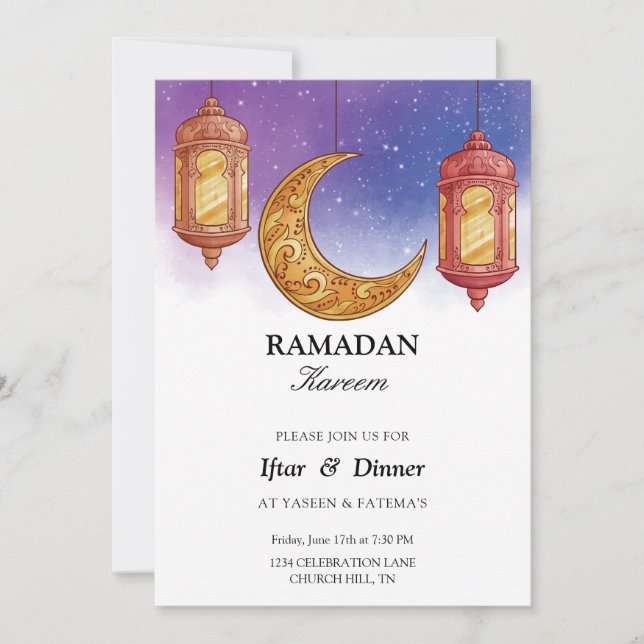 Elegante invitación de Iftar (Anverso)