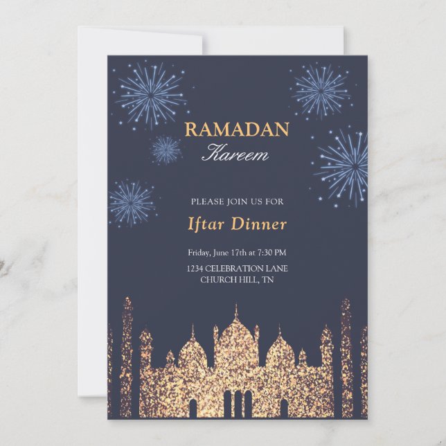 Elegante invitación de Iftar (Anverso)