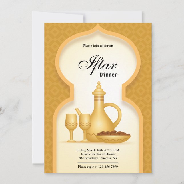 Elegante invitación de Iftar de oro (Anverso)
