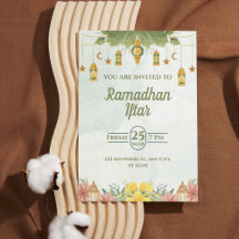 Elegante Invitación de Iftar de Ramadan con Acuare