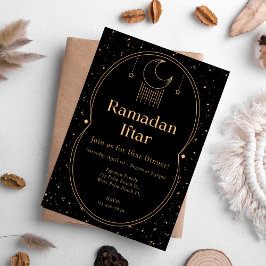 Elegante invitación de Iftar de Ramadán negro y or