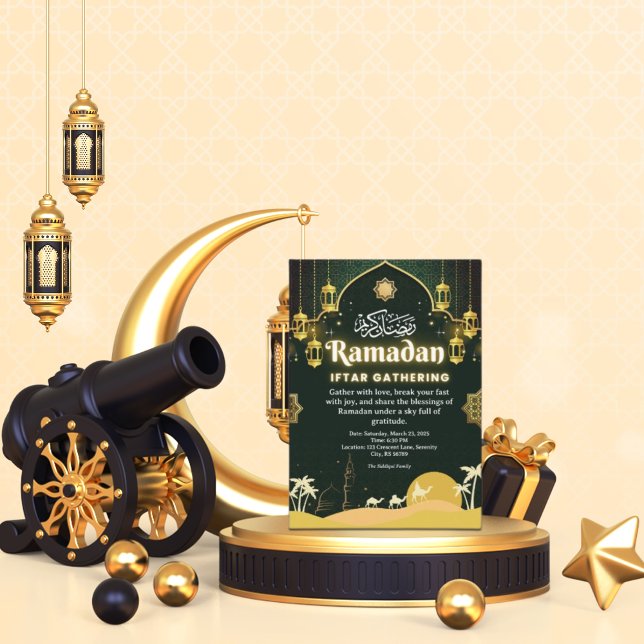 Elegante Invitación De Iftar De Ramadán Verde Y Or (Subido por el creador)