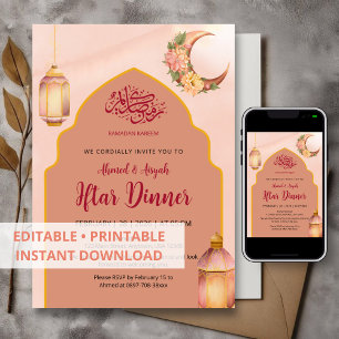 Elegante Invitación de Iftar Floral de Terracota