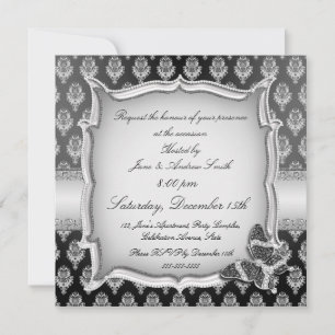 Elegante invitación de joyas de mariposas de plata
