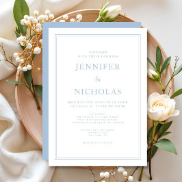Elegante Invitación de la Boda Azul en Polvo Forma