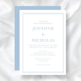 Elegante Invitación de la Boda Azul en Polvo Forma