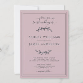 Elegante invitación de la Boda Púrpura Pastel