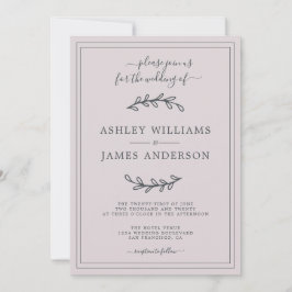 Elegante invitación de la Boda Púrpura Pastel