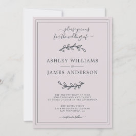 Elegante invitación de la Boda Púrpura Pastel