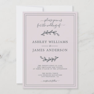 Elegante invitación de la Boda Púrpura Pastel