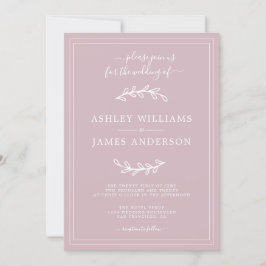 Elegante invitación de la Boda Púrpura Pastel