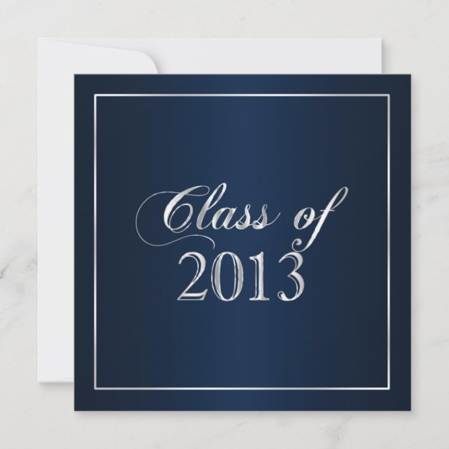 Elegante Invitación de la Clase de 2013 en Azul Ma (Anverso)