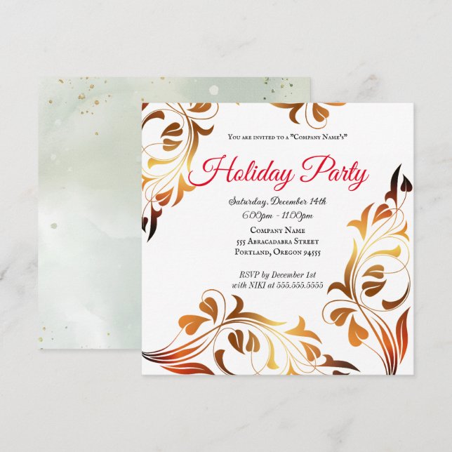 Elegante invitación de la Compañía de Fiestas de O (Anverso / Reverso)