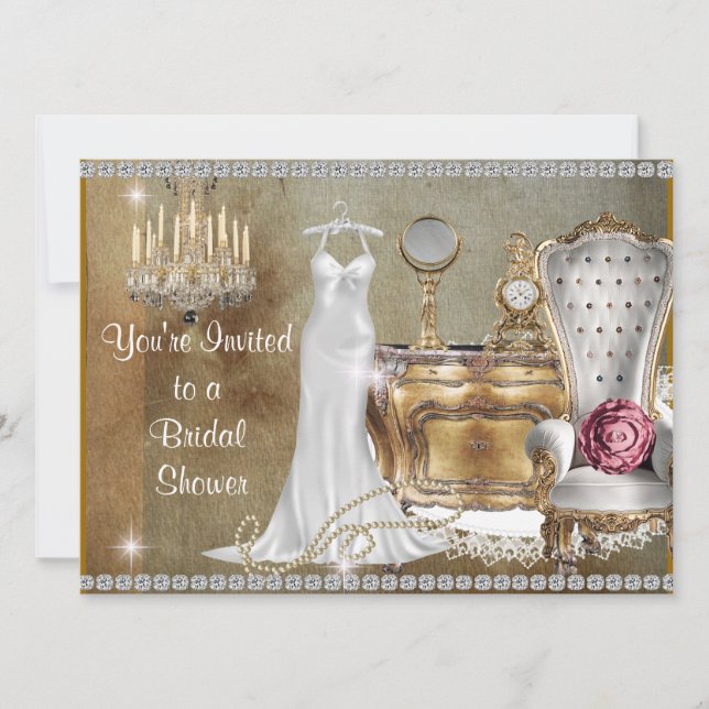 ELEGANTE INVITACIÓN DE LA DUCHA BRIDAL DE LA VINTA (Anverso)