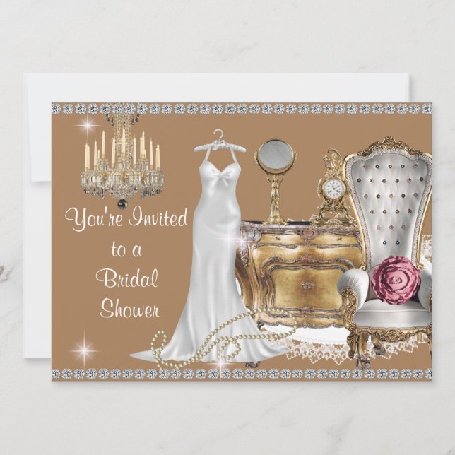 ELEGANTE INVITACIÓN DE LA DUCHA BRIDAL DE LA VINTA (Anverso)