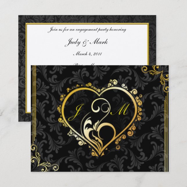 Elegante invitación de la fiesta de compromiso con (Anverso / Reverso)