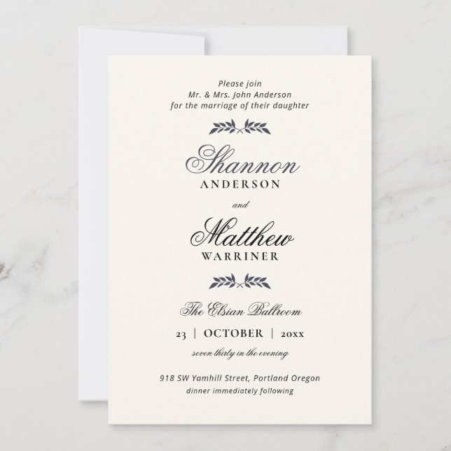 Elegante invitación de la Marina Formal (Anverso)