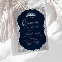 Elegante invitación de la marina y la quinceañera