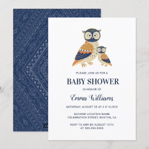 Elegante invitación de Lechuza Moderna a Baby Show