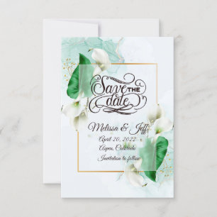 Elegante invitación de lirios de cala para guardar