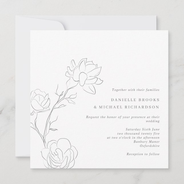 Elegante invitación de matrimonio cuadrado de la r (Anverso)