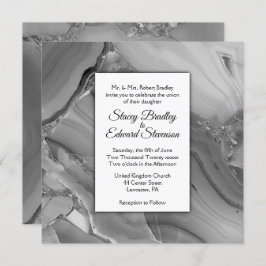 Elegante invitación de matrimonio de ágata de márm