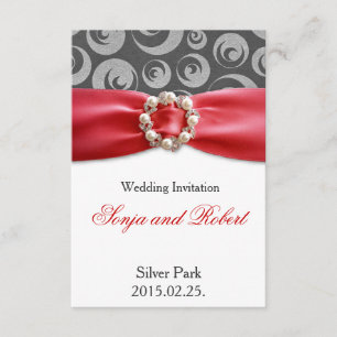 Elegante invitación de matrimonio de cinta roja gr
