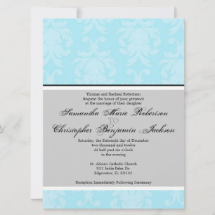 Elegante invitación de matrimonio de damasco de ép