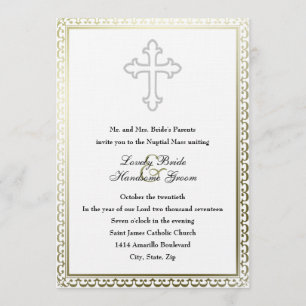 Elegante invitación de matrimonio de la Cruz Blanc