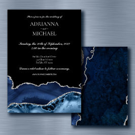Elegante invitación de matrimonio de malla azul de