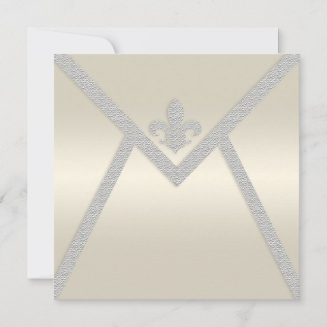 Elegante invitación de matrimonio de sobre perla (Anverso)