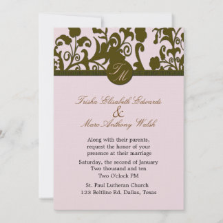 Elegante invitación de matrimonio en monograma Dam