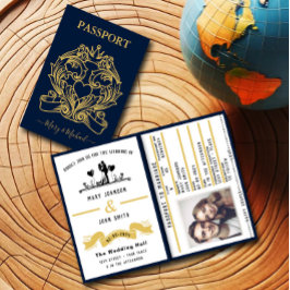 Elegante invitación de matrimonio estilo pasaporte