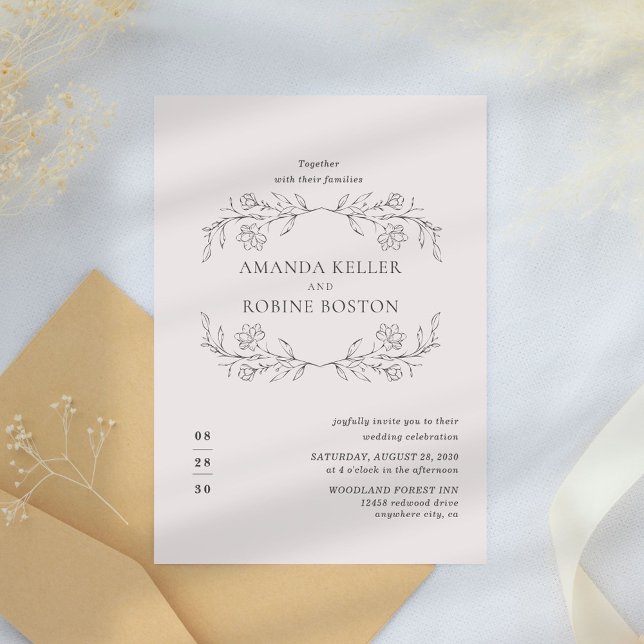 Elegante Invitación de matrimonio floral mínimo (Subido por el creador)